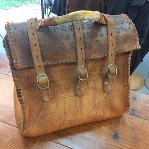 Vintage Style 3 Strap Western "Doctor Bag" accented with Antler Handles