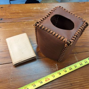Unique Handmade Leather Tissue Cover  Plus a fine leather wallet
