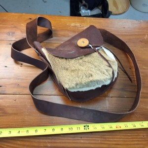 Hand Made by Wayne West  Authentic Leather Shoulder Bag with Deer Hide Accent