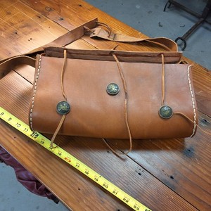 Thick Leather Military Style Pouch with flap enclosure