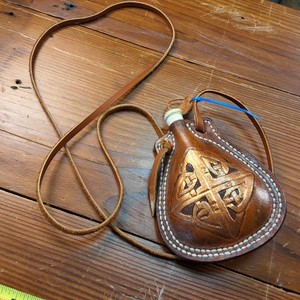 Tooled Leather Costrel with Celtic Embossing