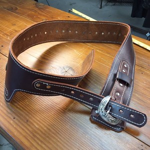 Western Style Ammo Belt - Dark brown leather