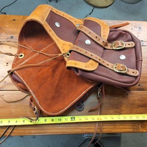 Two Toned Genuine Leather Saddlebags - Western Style
