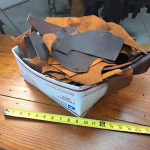 12 inch box chock full of leather scraps