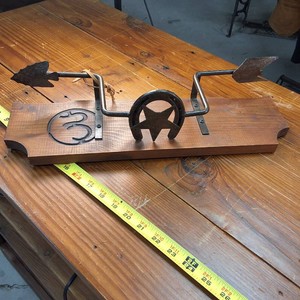 Unique Western Wall Shelf- with iron ornate support