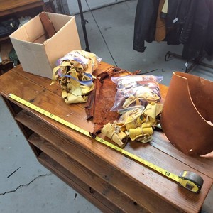 Box chock full o Thick Leather Pieces and soft leather scraps
