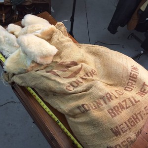 Woolly Boolly  Gunny sack chock full of fuzzy warm sheep fur pieces