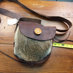 Hand made deer hide leather bag. Rendezvous style.