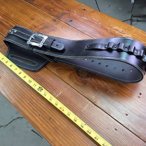 Stylish Black Leather Ammo Belt with Holster slot