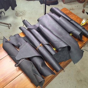 Large lot of Rolls of Black Leather