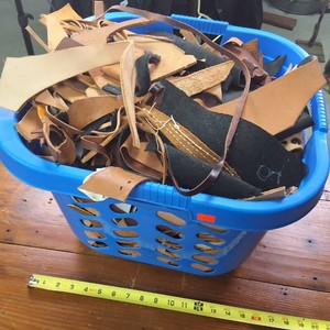 Laundry Tub full of Leather Scraps
