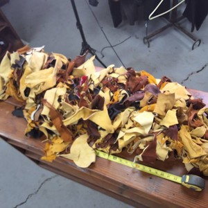 Table Top Covered with Leather Pieces