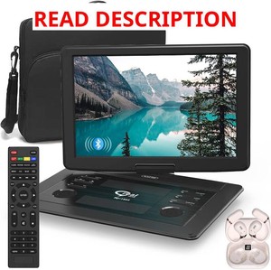 $130 18 Portable DVD Player with Bluetooth Headset,15.6 HD Swivel Screen with Extra Carrying Bag,Support AV-inOut and Multiple Disc Formats,High Volume Speaker,Black,Not Support Blu-Ray