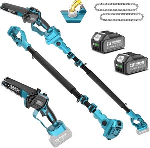 $150 SEESII 2-in-1 Cordless Pole Saws for Tree Trimming, 6 Inch Mini Electric Chainsaw with 2 x 4000mAh Batteries, Battery Powered Chain Saw with Extension Pole, Tree Trimmer Limb Branch Cutter Pruner