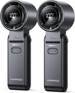 KIMMOO 2 Pack Black Portable Handheld Turbo Fan-100 Speeds, Powerful 20000 RPM, 12Hrs Cooling, USB Rechargeable Mini Hand Held Personal Fan for Travel Makeup Outdoor Indoor