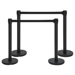 Garvee 8 Pack Crowd Control Stanchion Set, Black Retractable Belts, Store Queues, Airport Lines, Event Entries, 36-Inch, Black