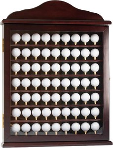 $119 Rudy 63-Golf Ball Display Case - Golf Ball Holder Gift for Golfers - Golf Ball Display Rack Cabinet for Wall Mount with Door