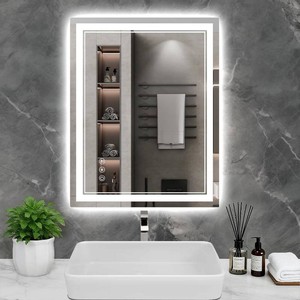 24x32 Inch LED Bathroom Mirror with Lights, 3 Colors Dimmable LED Vanity Mirror, Front and Back Lit, Anti-Fog, Memory Function, Shatterproof Tempered Glass, ETL Listed, Wall Mounted Makeup Mirror