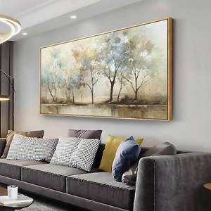 $129 VHMING Abstract Wall Art Artwork Retro Trees Pictures Decor Canvas Painting Framed Ready to Hang Living Room Bedroom and Office Wall Decor 24x48 Inch