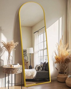 Delma Full Length Mirror, Large Floor Mirror for Wall, Bedroom, Bathroom, Living Room with Aluminium Frame (Stand, Arch 47x14-Gold)