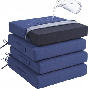Outdoor Chair Cushions Set of 4, 19x19 Waterproof Patio Pads, Navy Blue