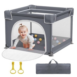 Jixrolyn Small Playpen for Babies and Toddlers, 36x36, Soft Breathable Mesh, Anti-Slip Base, Mini Baby Play Yard with Pull-Up Ring