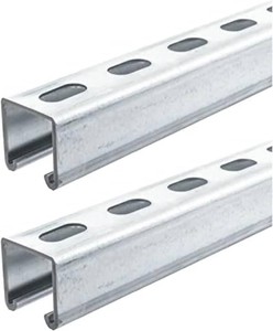 Strut Channel Trolley Track, 57 in (4.75 ft) 1-58 x 1-58, 12 Gauge Steel U-Channel, Galvanized Finish, Slotted Back. (Pack of 2)