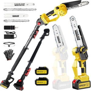 $120 2-in-1 8 & 6 Inch Cordless Pole Saw for Tree Trimming,16FT Max Reach