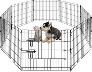 PEEKABOO Foldable Rustproof Dog Playpen with Door, 8 Panels 24 H