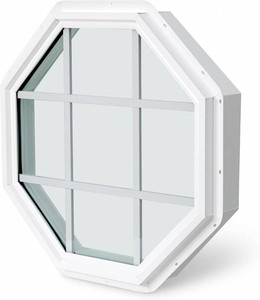 $189 31.5x31.5 Vinyl Octagon Window with Grill, White