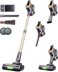 $150 RENDOW Cordless Vacuum Cleaner, 600W 50Kpa Vacuum Cleaners for Home, 65Mins Stick Vacuum with LED Display,Self-Standing, Anti-Tangle Rechargeable Wireless Vacuum for Pet HairCarpetHard Floor