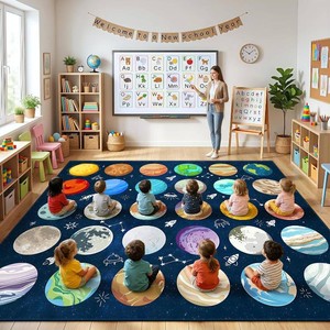 $199 Kimicole 30 Seats Classroom Rugs for Elementary Preschool 10x12 Planet Blue