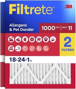 Filtrete 18x24x1 Air Filter, MERV 11, MPR 1000, 2 HVAC Filters