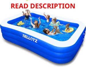 SELLOTZ Inflatable Pool for Kids and Adults, 120 X 72 X 22 Oversized Thickened Family Swimming Pool for Toddlers, Outdoor, Garden, Backyard, Summer Water Party