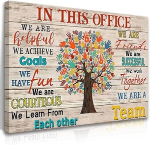 HDXUFJQ Inspirational Canvas Wall Art for Office - Team Rules Motivation Positive Quotes Wall Decor - Teamwork - Ready to hang (16x24)