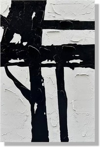 $130 NANKAI Art Hand-drawn black and white abstract decorative oil painting