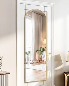 DYNWELL Full Length Over The Door Mirror, 48x14 Bathroom Gold Mirror, Long Mirror for Bedroom Living Room