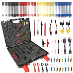 110pcs Automotive Circuit Test Leads Kit Multimeter Test Leads Kit Relay Tester Electric Tester Diagnostic Tool Automotive Back Probe Kit Wire Meter Leads with Alligator Clips and Black Carrying Case