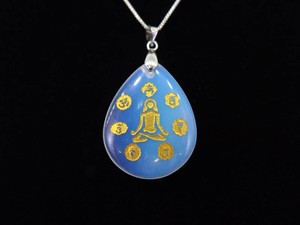 .925 Sterling Silver Opalite Cabochon Chakra Pendant Necklace