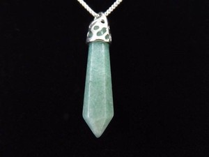 .925 Sterling Silver Green Jade Healing Crystal Pendant Necklace