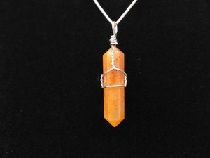 .925 Sterling Silver Carnelian Healing Crystal Pendant Necklace