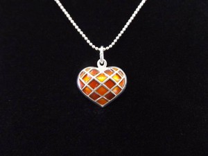 .925 Sterling Silver David Anderson Orange Heart Norway Pendant Necklace