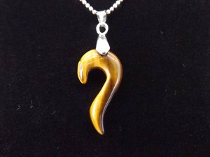 .925 Sterling Silver Tigers Eye Hook Pendant Necklace
