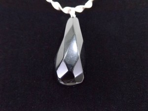 .925 Sterling Silver Larger Faceted Onyx Pendant Twisted Snake Link Necklace