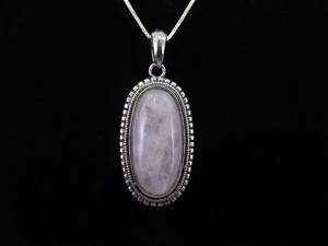 .925 Sterling Silver Crystal Stone Cabochon Pendant Necklace