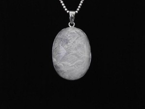 .925 Sterling Silver Crystal Stone Cabochon Pendant Necklace