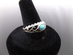 .925 Sterling Silver Sleeping Beauty Turquoise Cabochon Ring Size 9