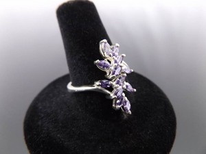 NEW .925 Sterling Silver Amethyst Crystal Flower Ring Size 8.5