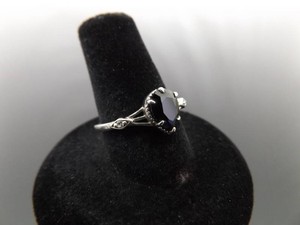 .925 Sterling Silver Onyx Cabochon Ring Size 7