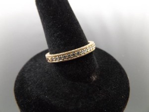 .925 Sterling Silver Rose Gold Crystal Band Ring Size 8